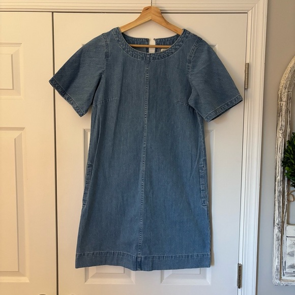 J. Crew Denim Cap Sleeve Dress Blue Medium Wash Cotton Summer Country M0568 4 - Picture 3 of 11